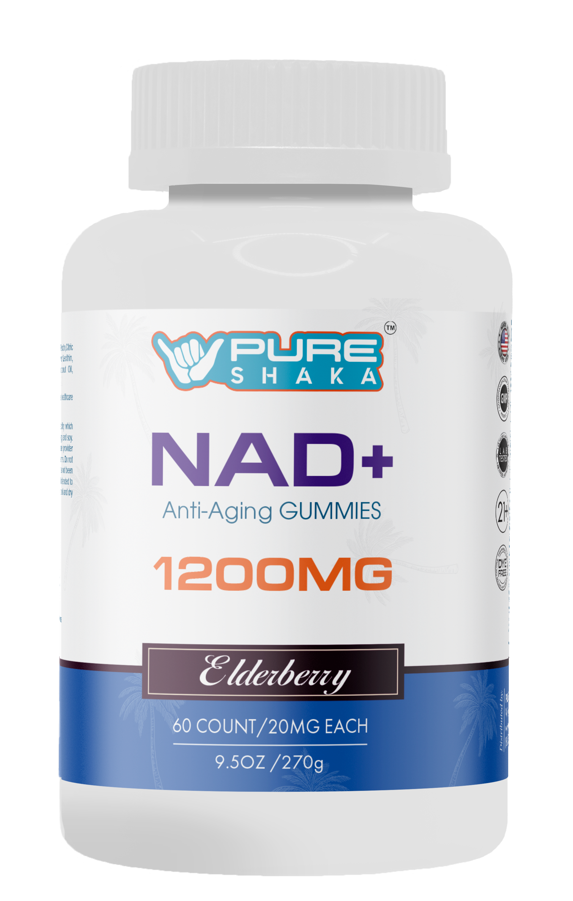 Elderberry anti-aging gummy supplement bottle