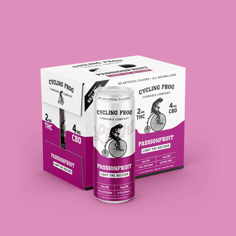 Cycling Frog 2mg THC & 4mg CBD/ Passionfruit Light Seltzer - Image 2