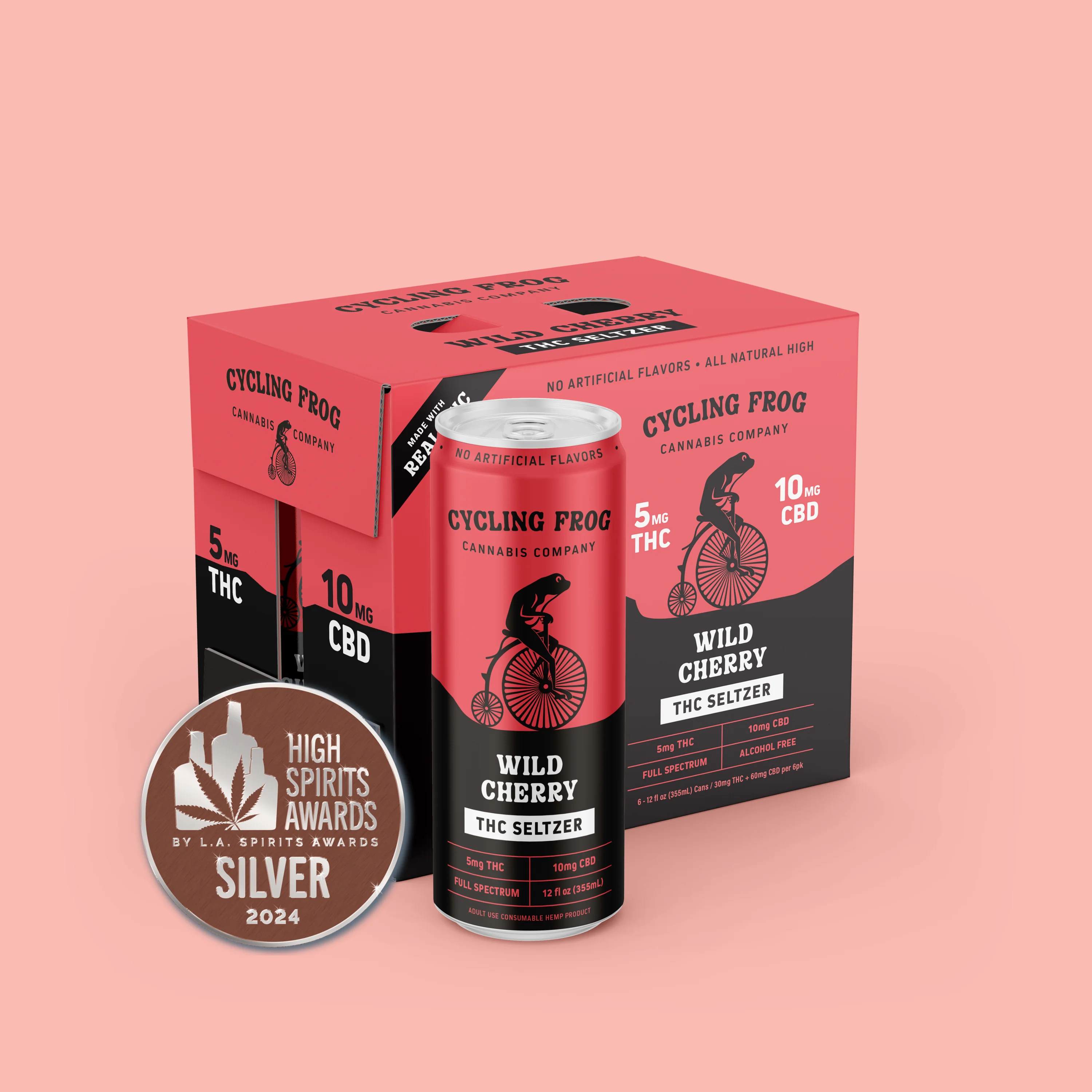 Cycling Frog 5mg THC & 10mg CBD/ Wild Cherry Seltzer - Image 2