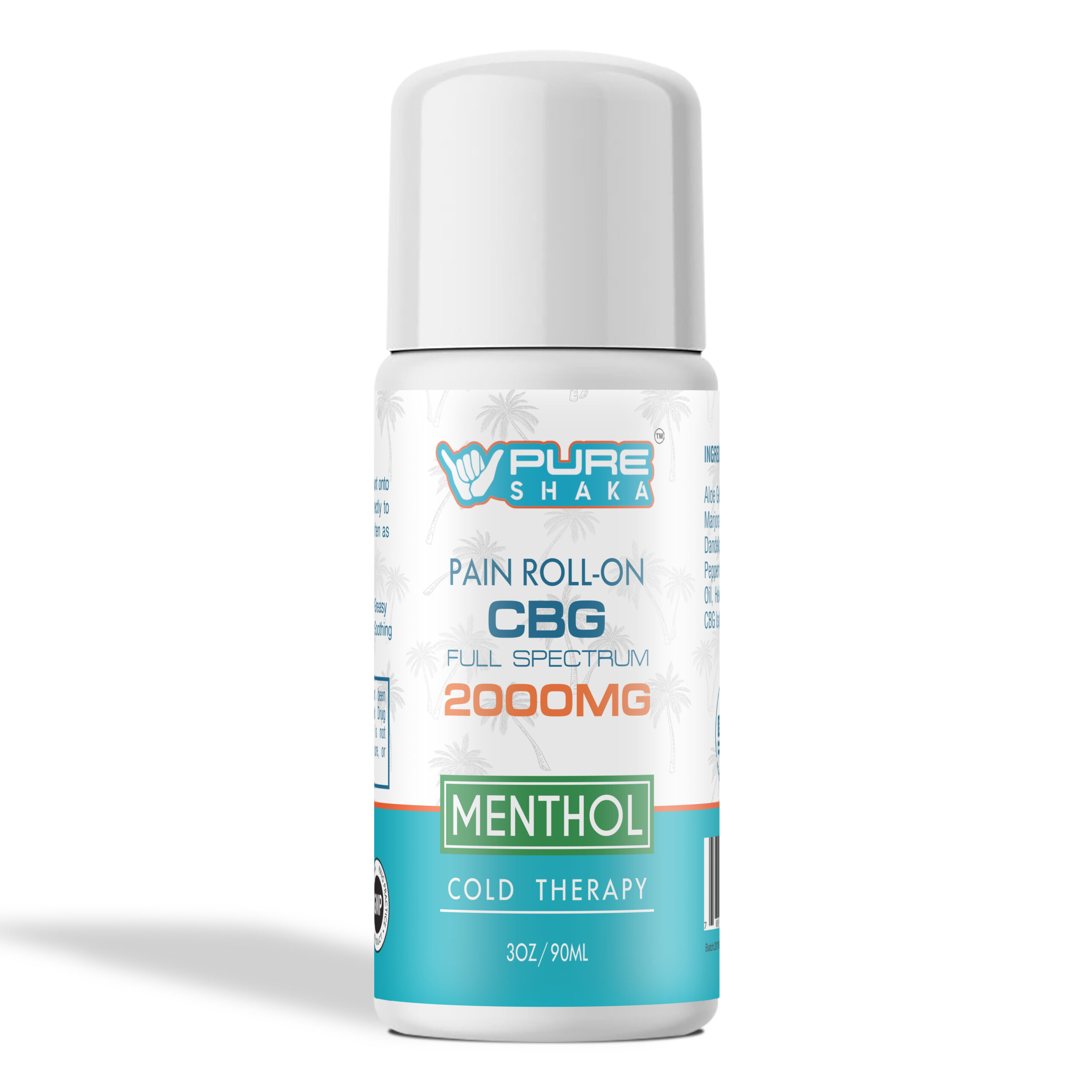 Pure Shaka CBD CBG pain relief roll-on bottle - 2000mg topical wellness product