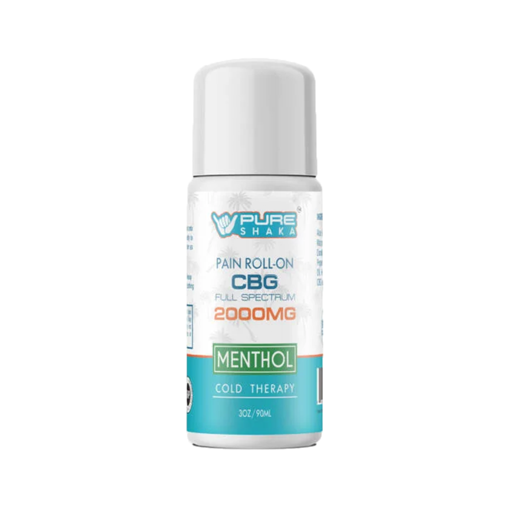 CBD CBG roll-on pain relief - Pure Shaka 2000mg topical application bottle