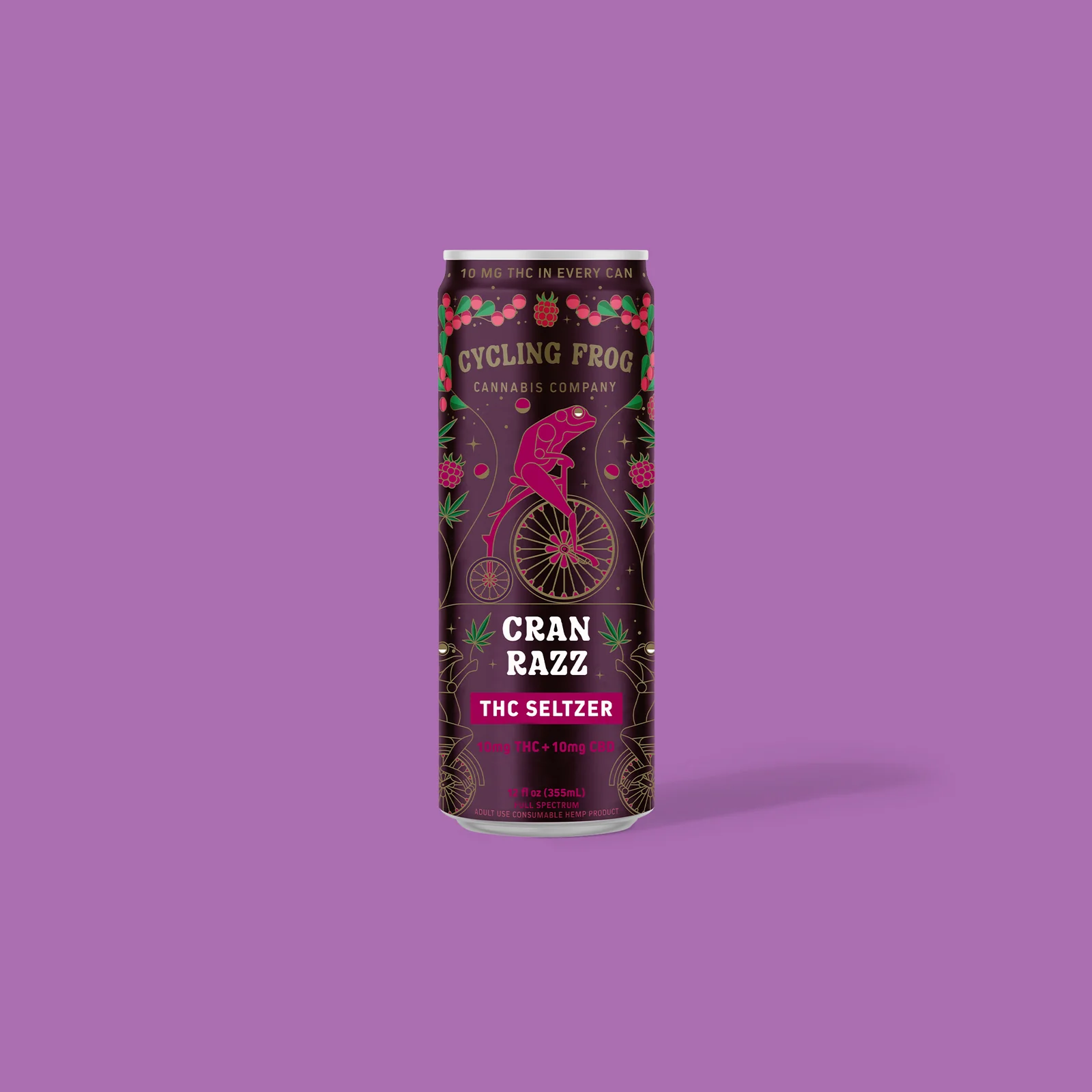 Cycling Frog 10mg THC & 10mg CBD/ Cran Razz Seltzer - Image 2
