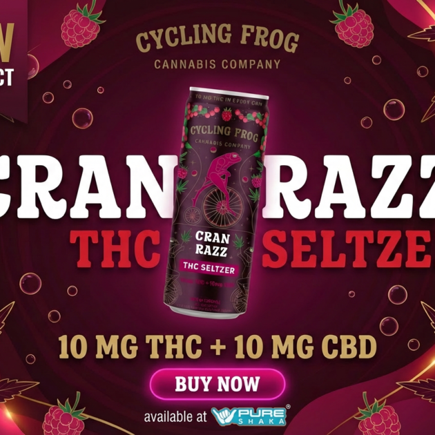 Cycling Frog 10mg THC & 10mg CBD/ Cran Razz Seltzer